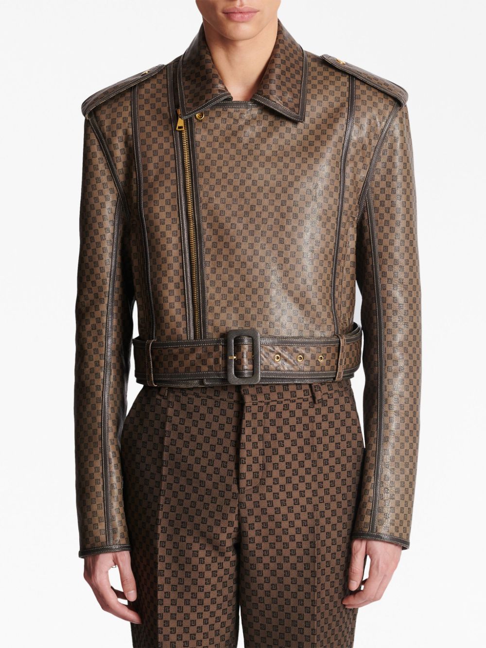 Balmain logo-embossed leather jacket - Image 5