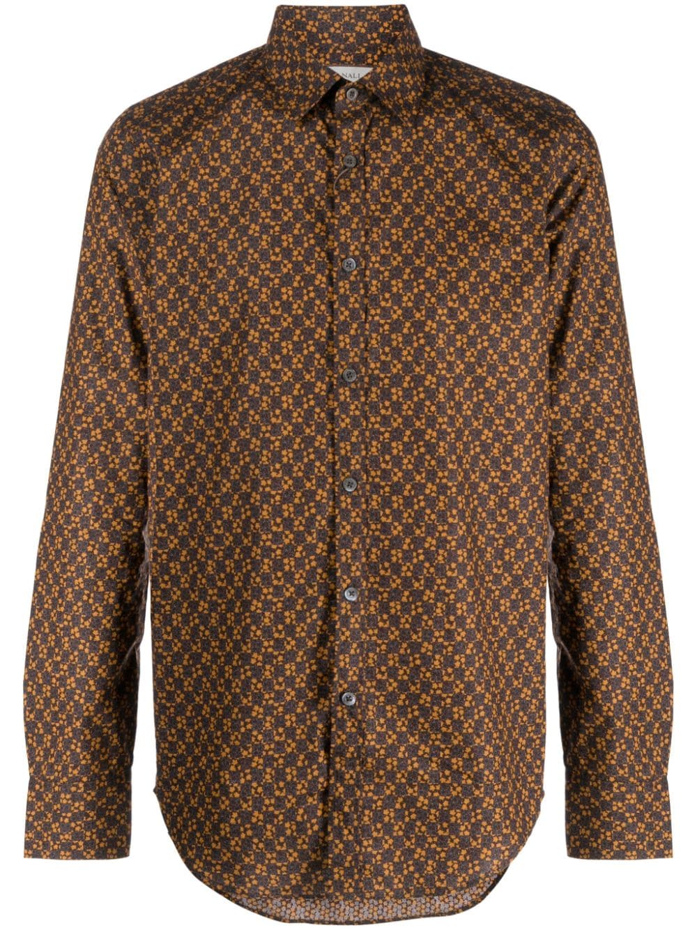 Canali  leaf-print cotton shirt
