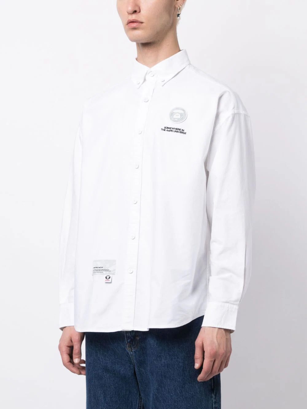 AAPE BY *A BATHING APE®  logo-patch cotton shirt
