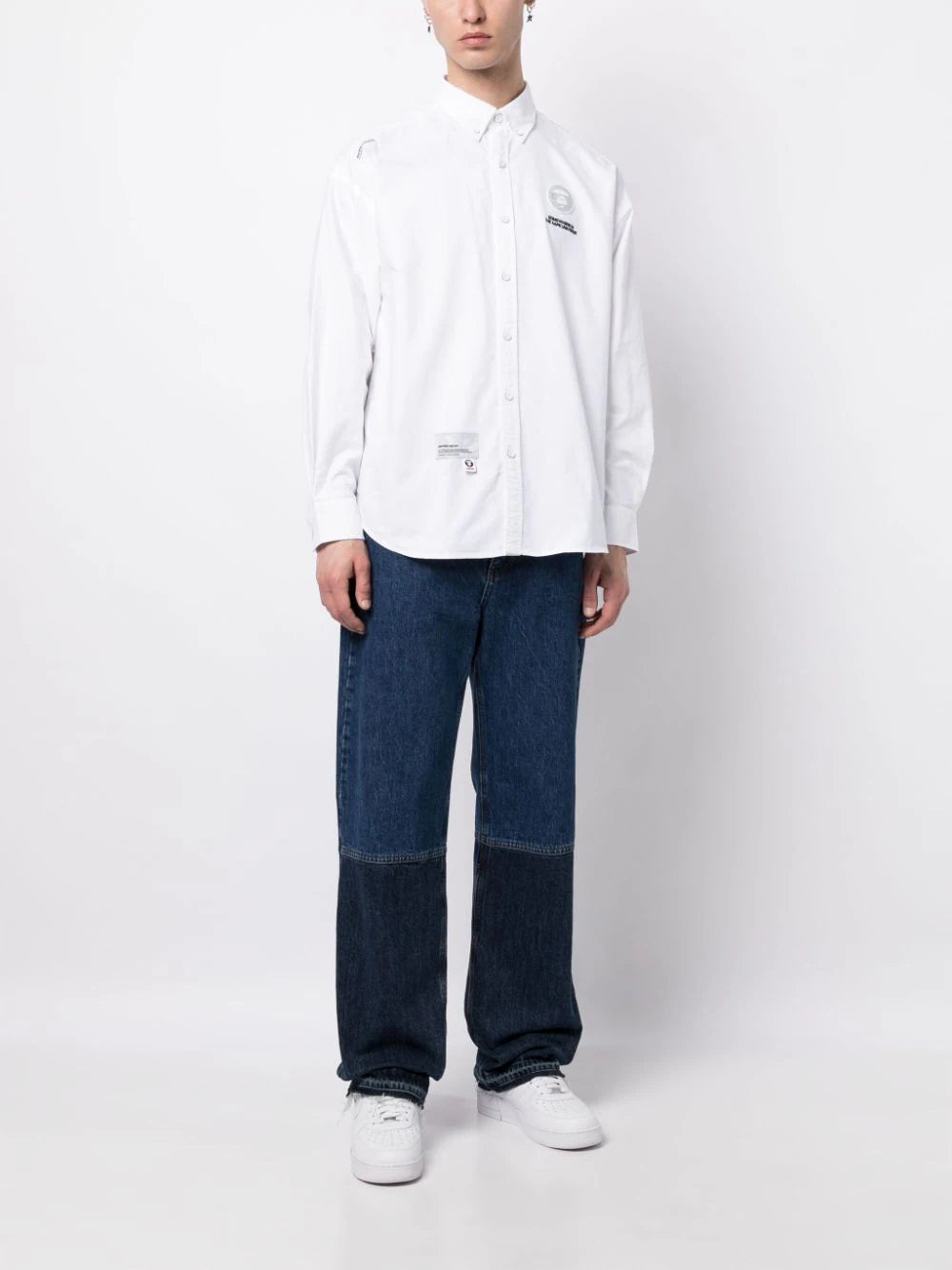 AAPE BY *A BATHING APE®  logo-patch cotton shirt