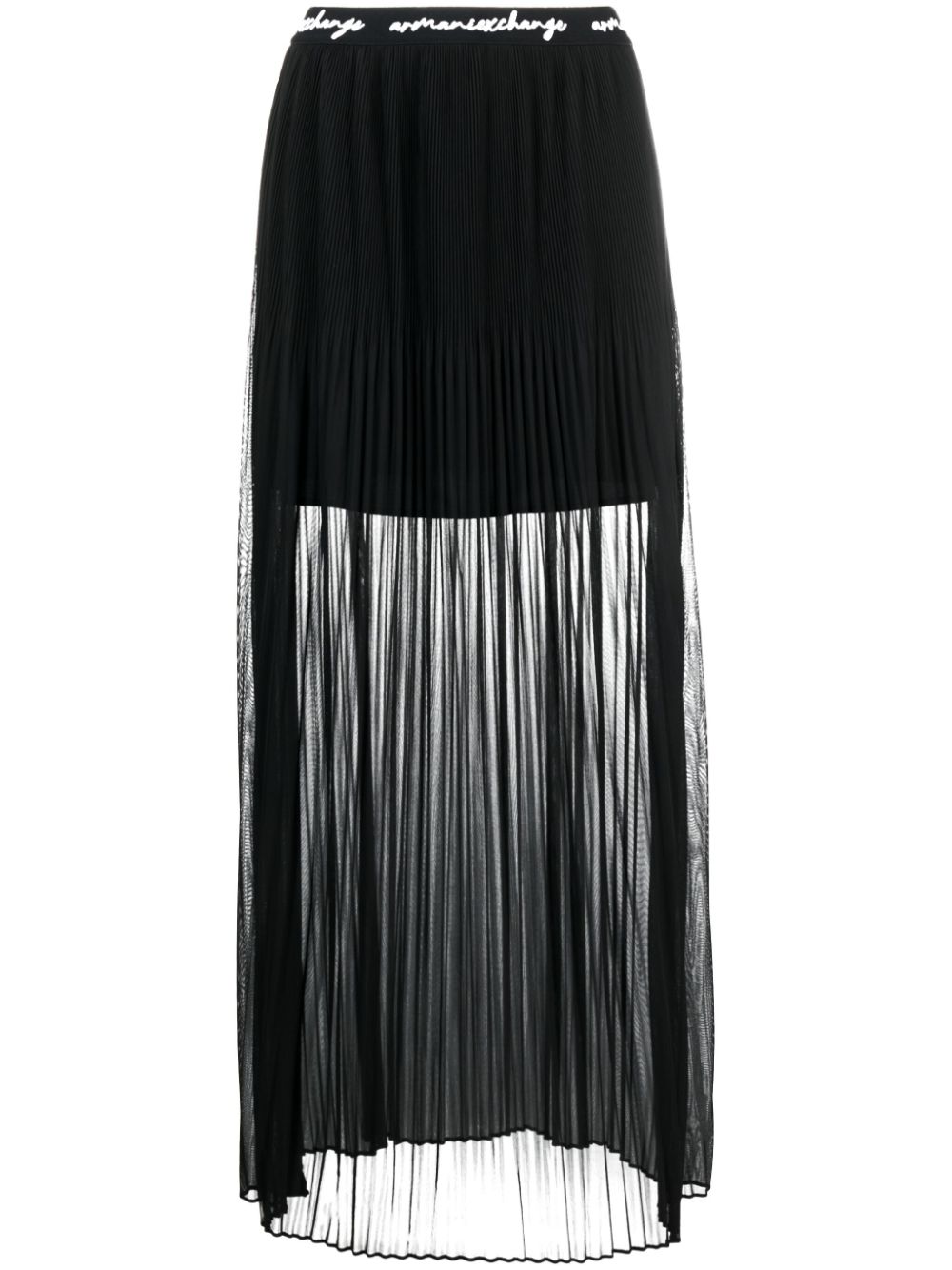 Armani Exchange  logo-waistband pleated maxi skirt