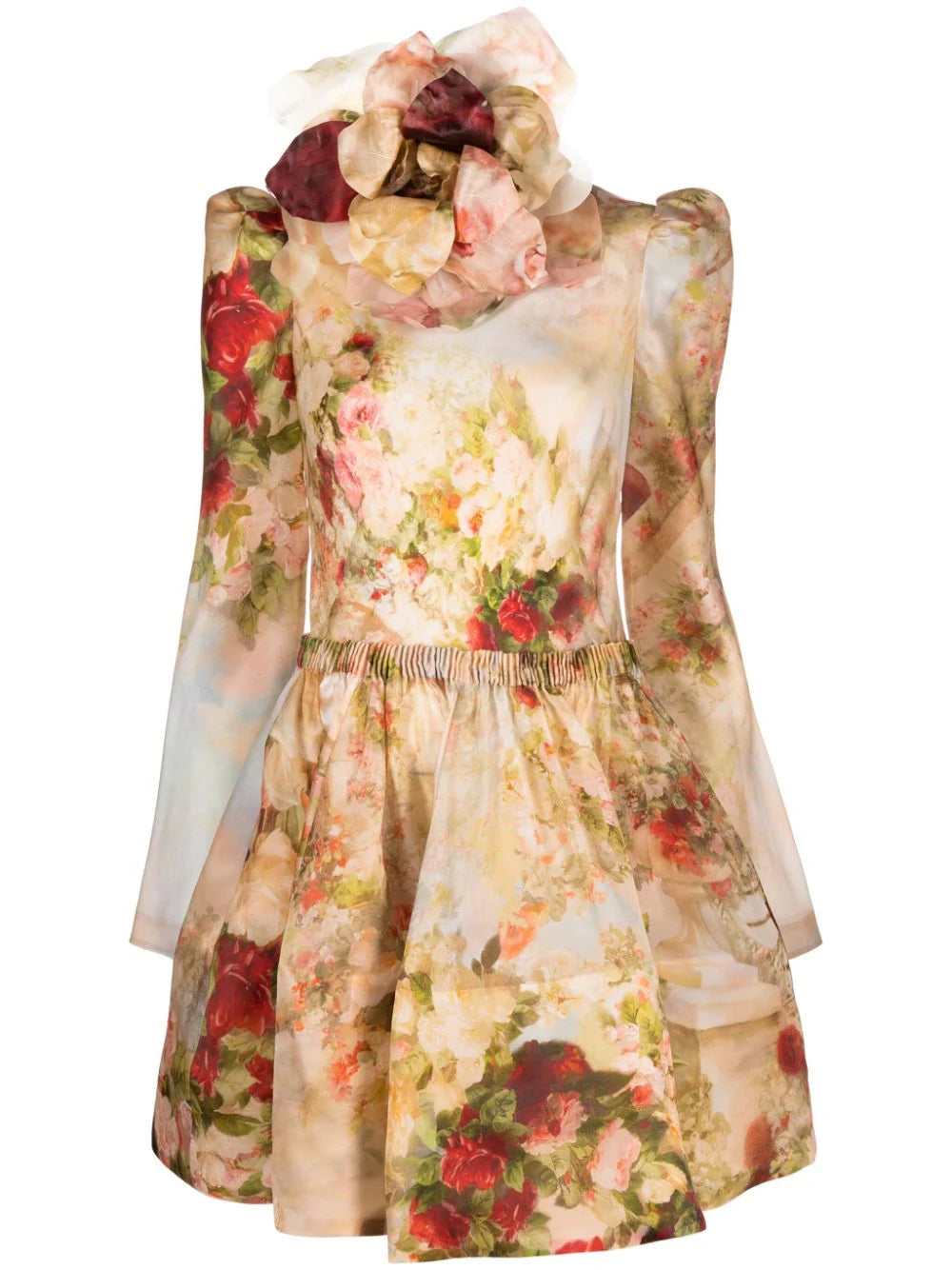ZIMMERMANN  floral-appliqué silk mini dress