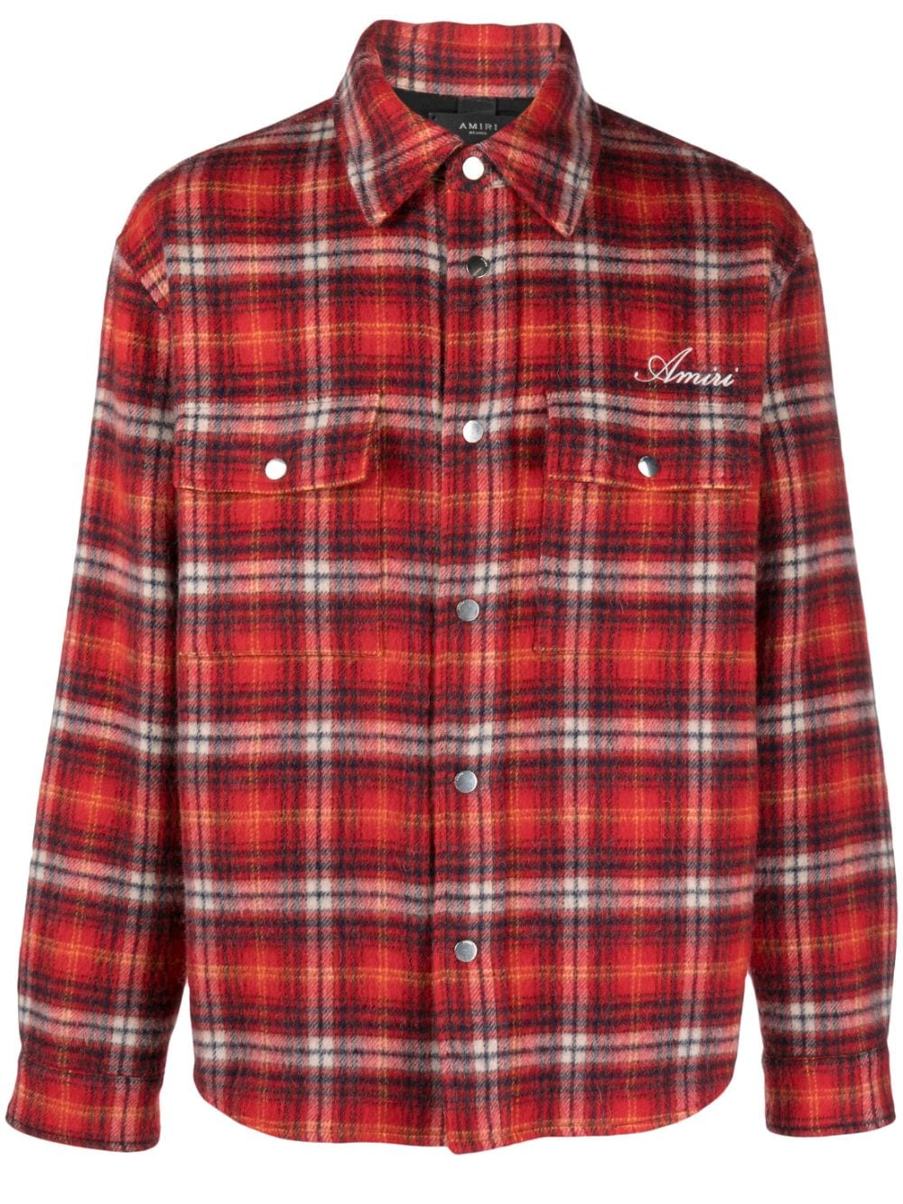 AMIRI logo-embroidered plaid overshirt