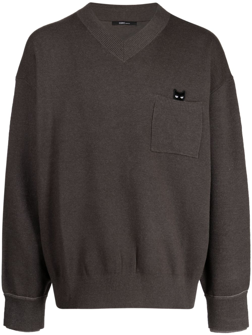 ZZERO BY SONGZIO  Trace Pocket Panther V-neck jumper
