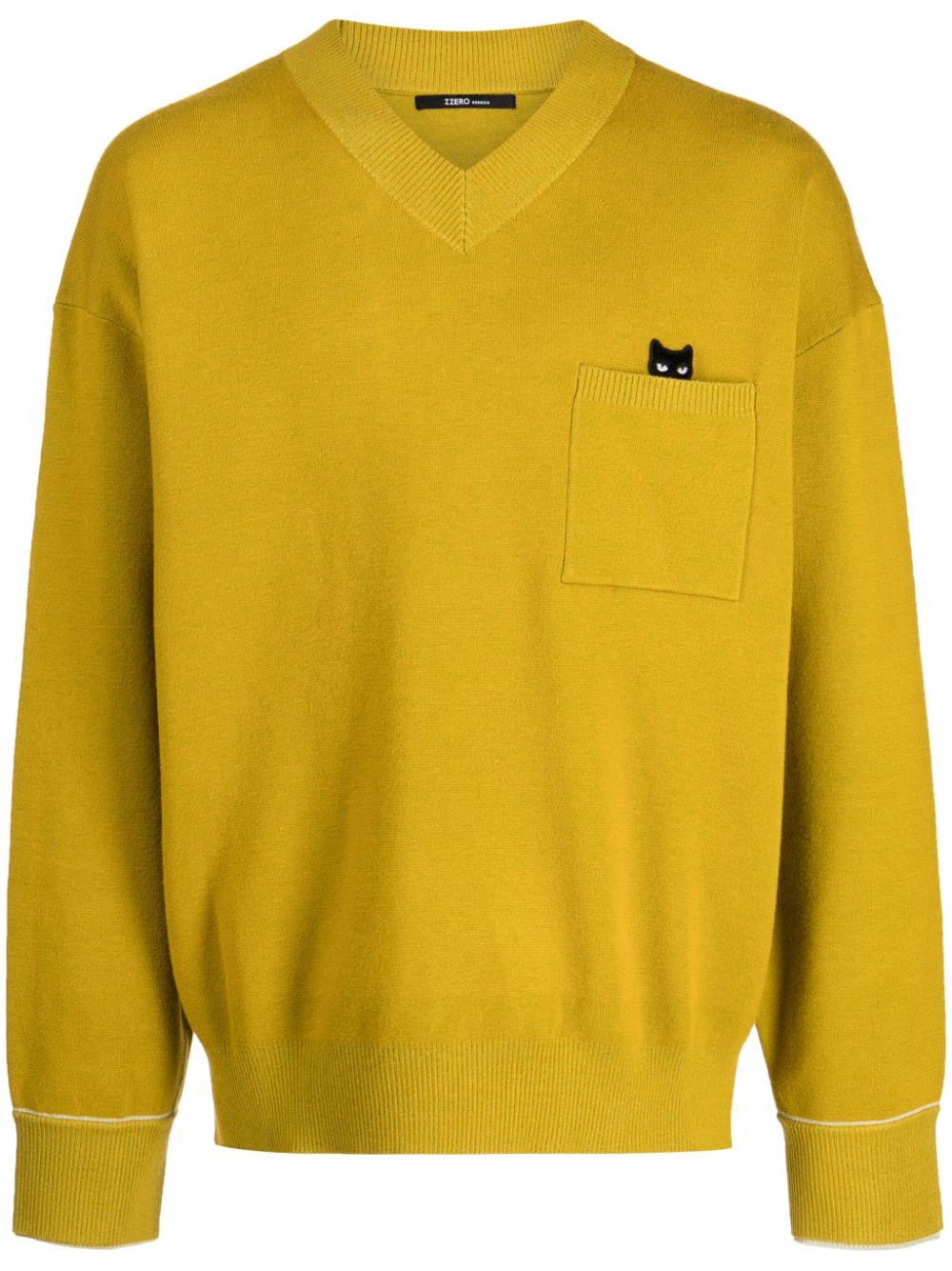ZZERO BY SONGZIO  Trace Pocket Panther V-neck jumper