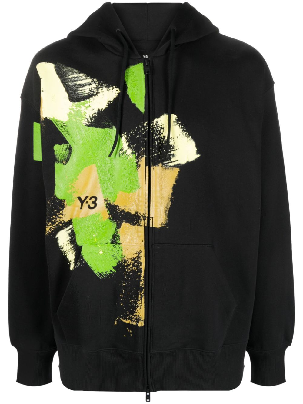Y-3  logo-print zip-up cotton hoodie