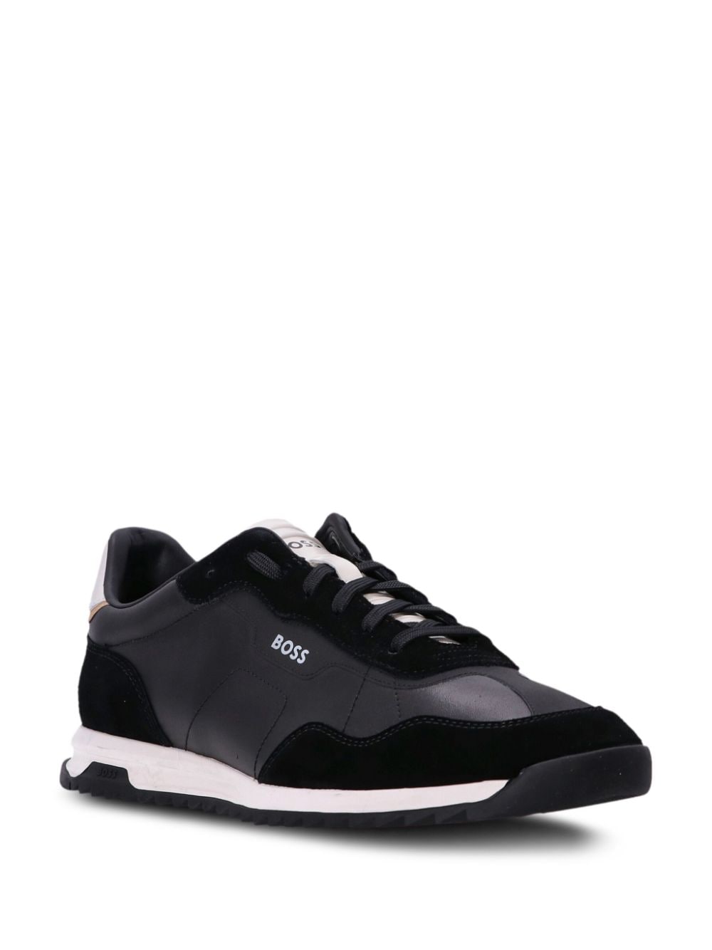 BOSS low-top panelled leather sneakers