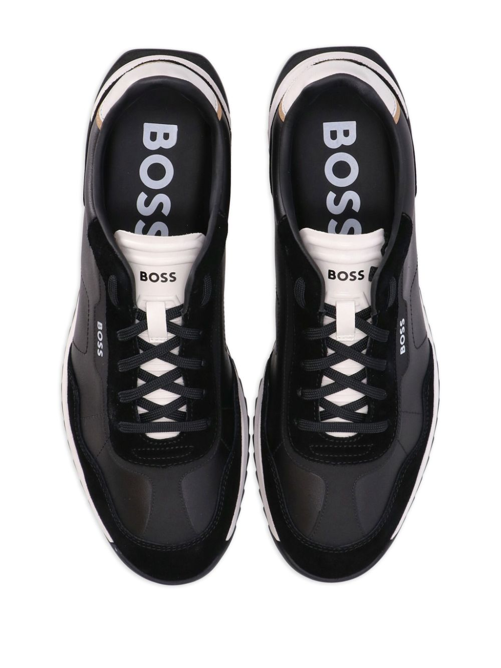 BOSS low-top panelled leather sneakers