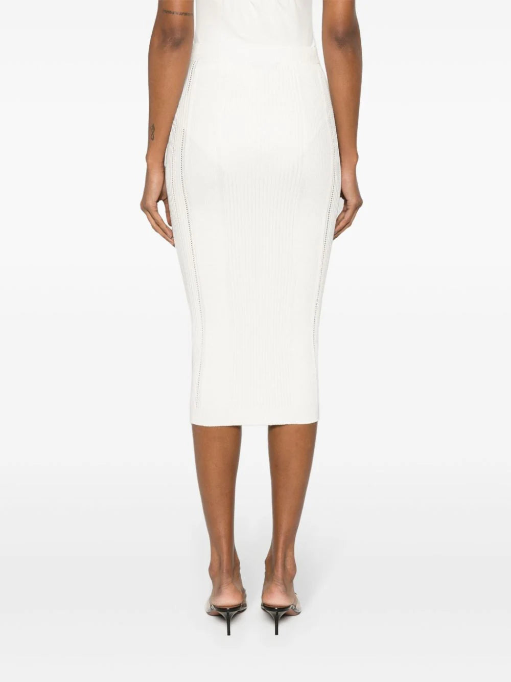 Balmain  lion-head-buttons ribbed skirt