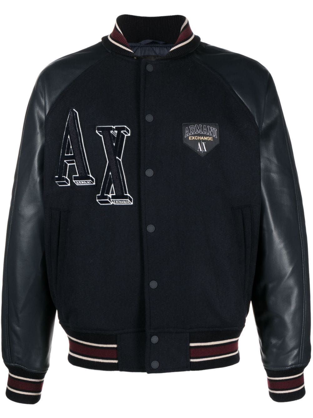 Armani Exchange logo-patch varsity jacket