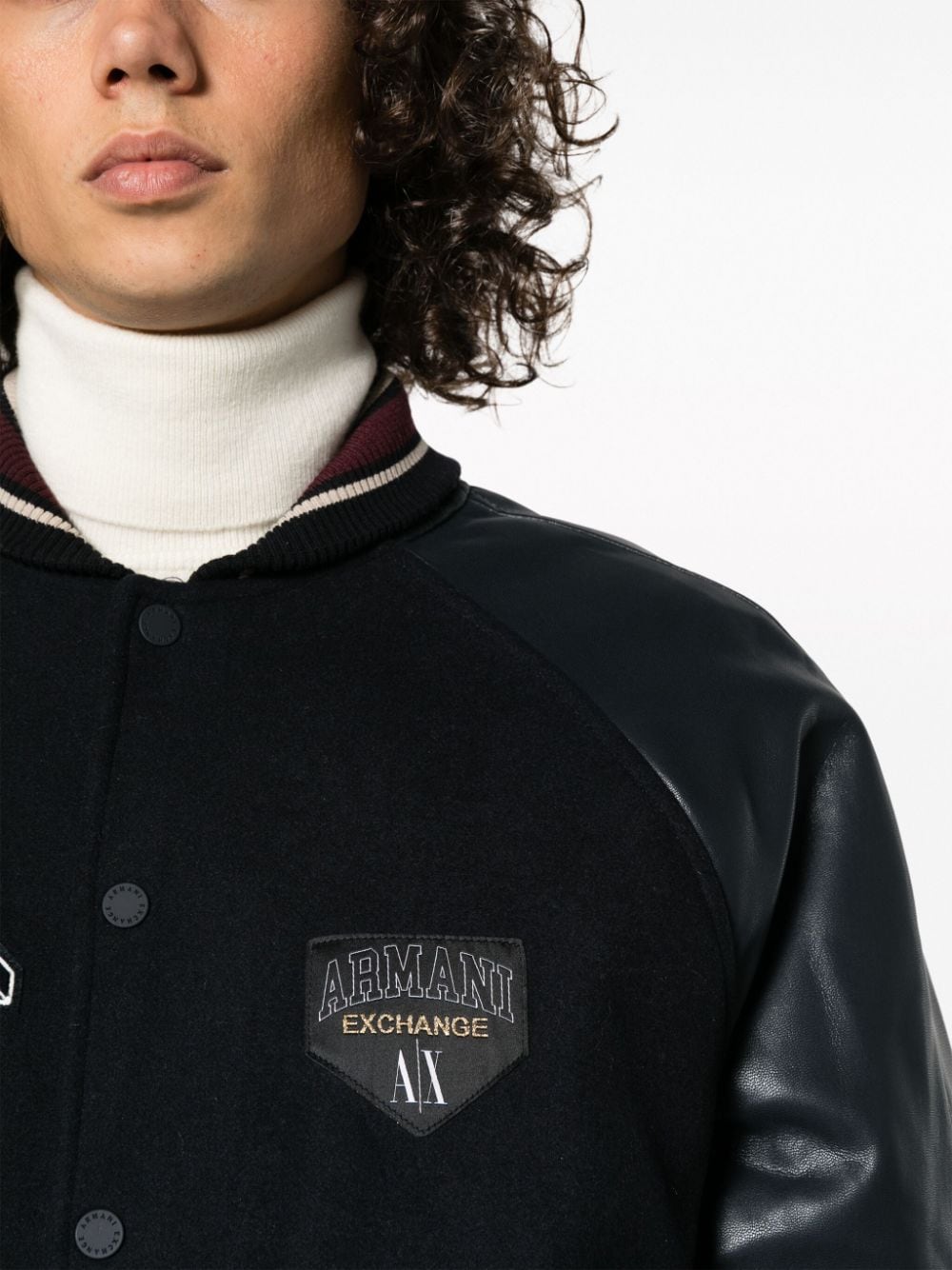 Armani Exchange logo-patch varsity jacket