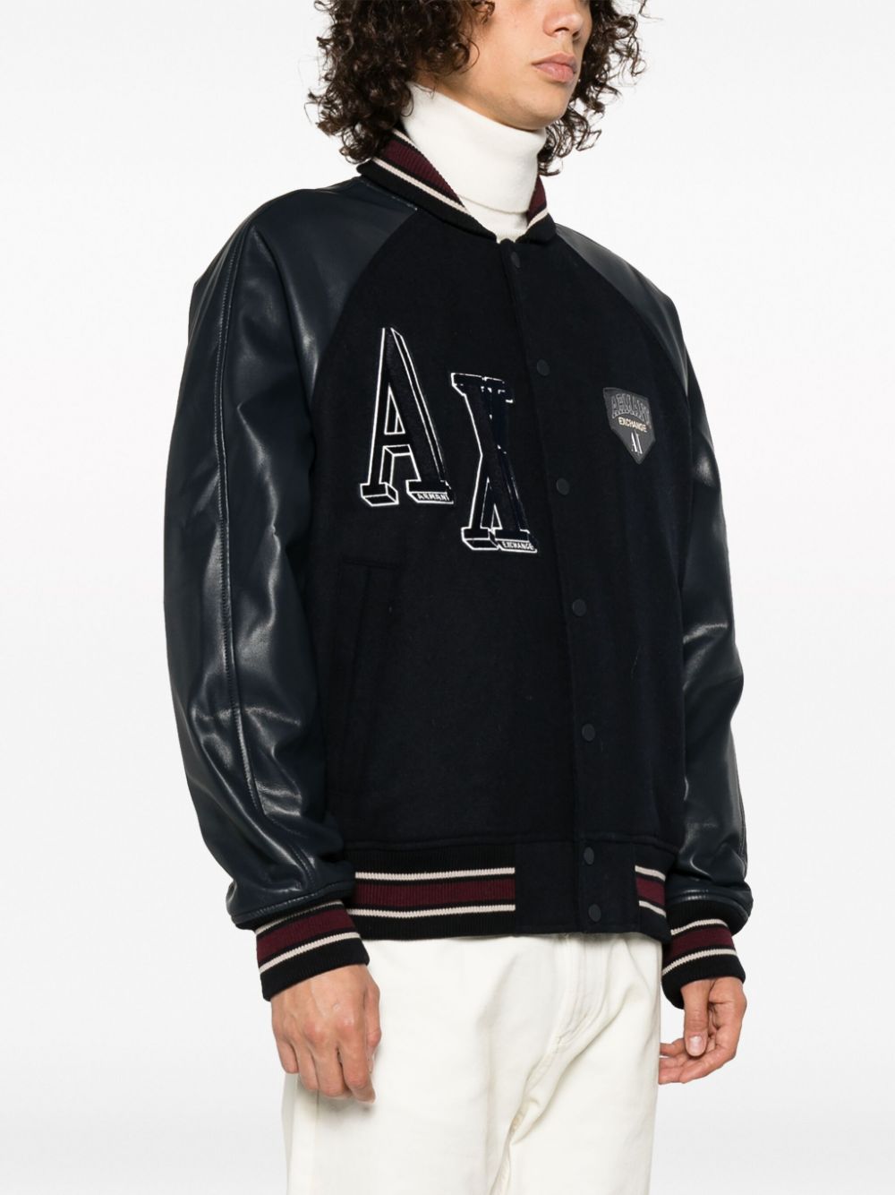 Armani Exchange logo-patch varsity jacket