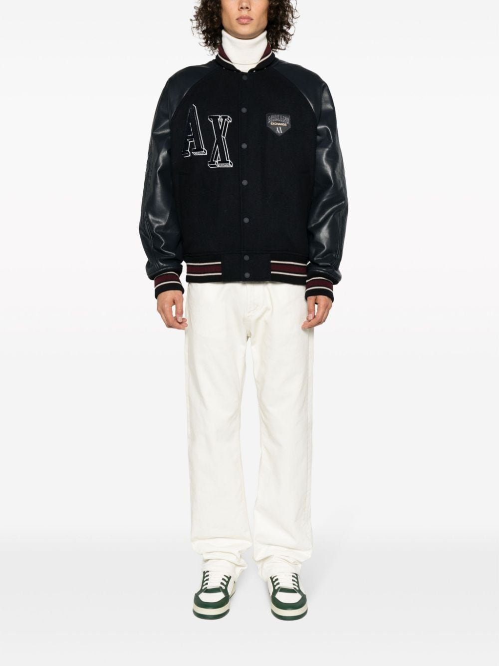 Armani Exchange logo-patch varsity jacket