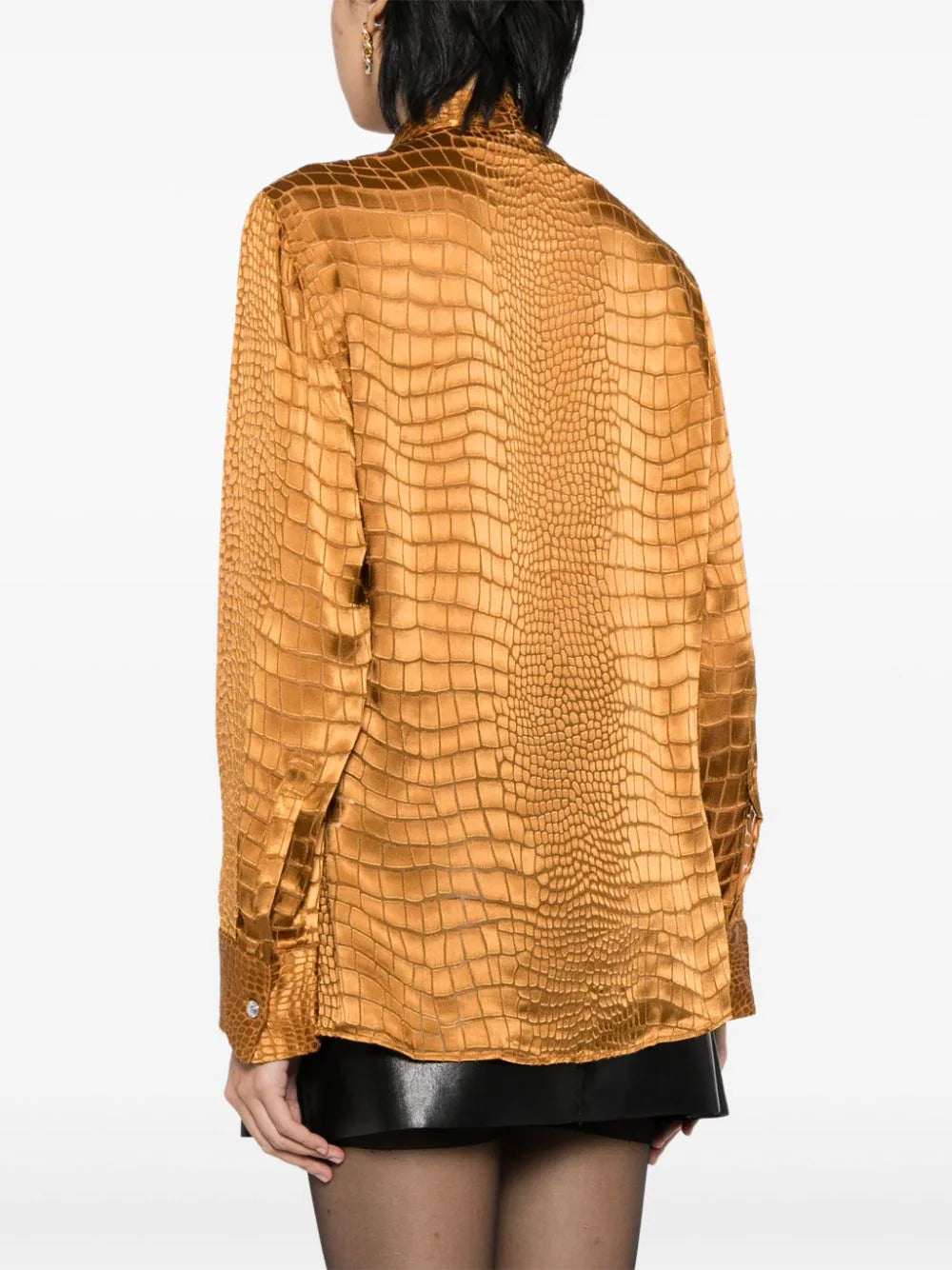 Versace croc-effect scarf-tie shirt