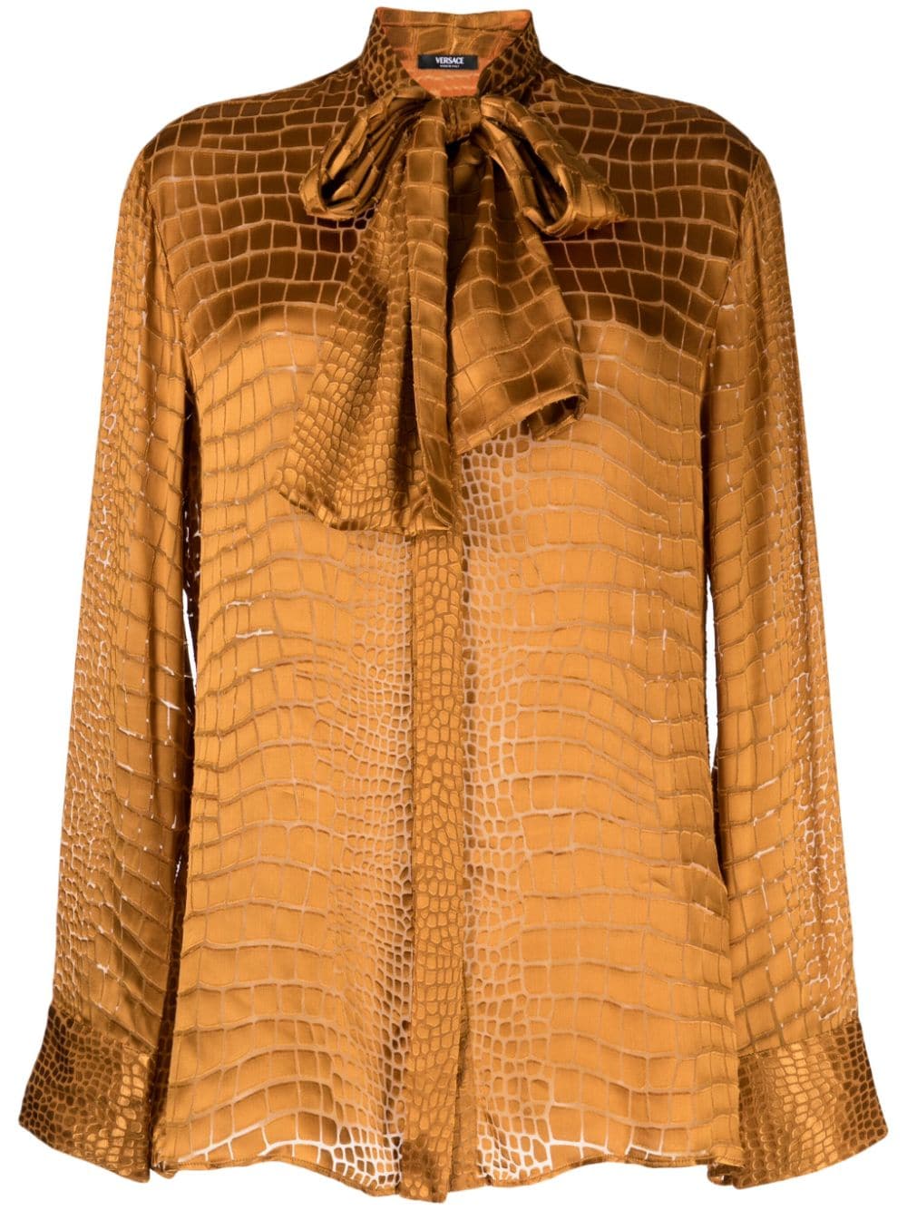 Versace  croc-effect scarf-tie shirt