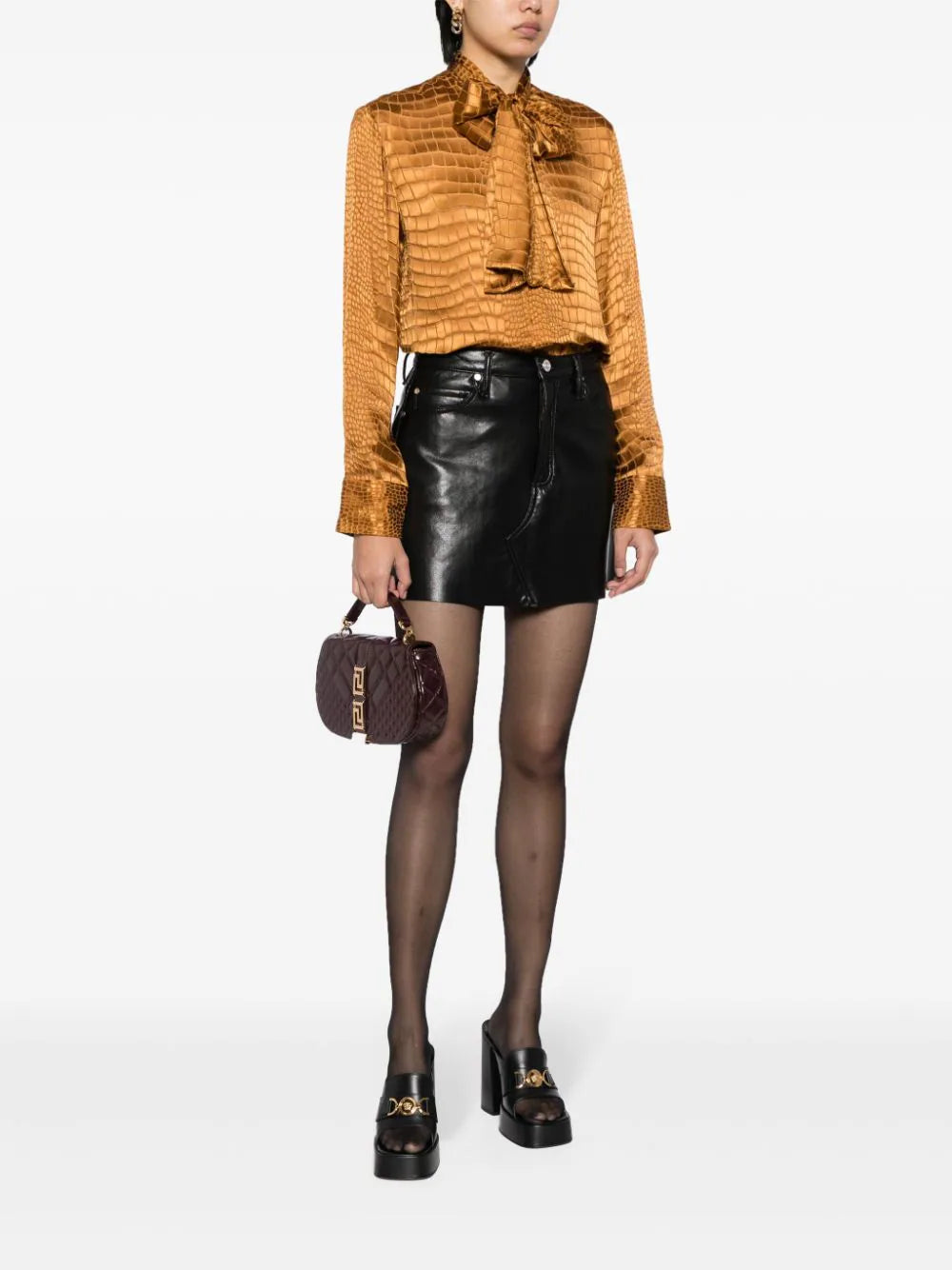 Versace croc-effect scarf-tie shirt