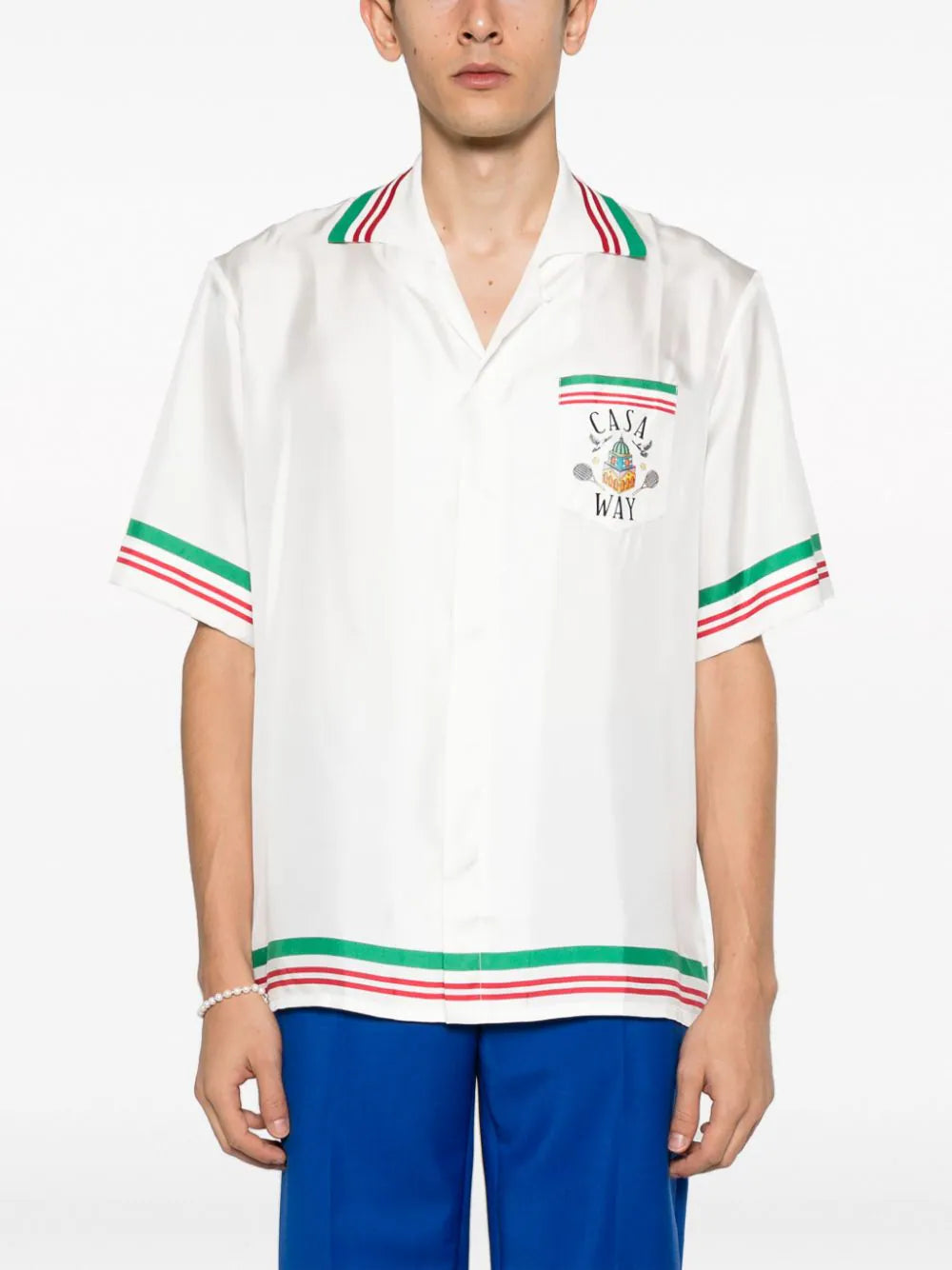 Casablanca  Tennis Club Icon striped silk shirt
