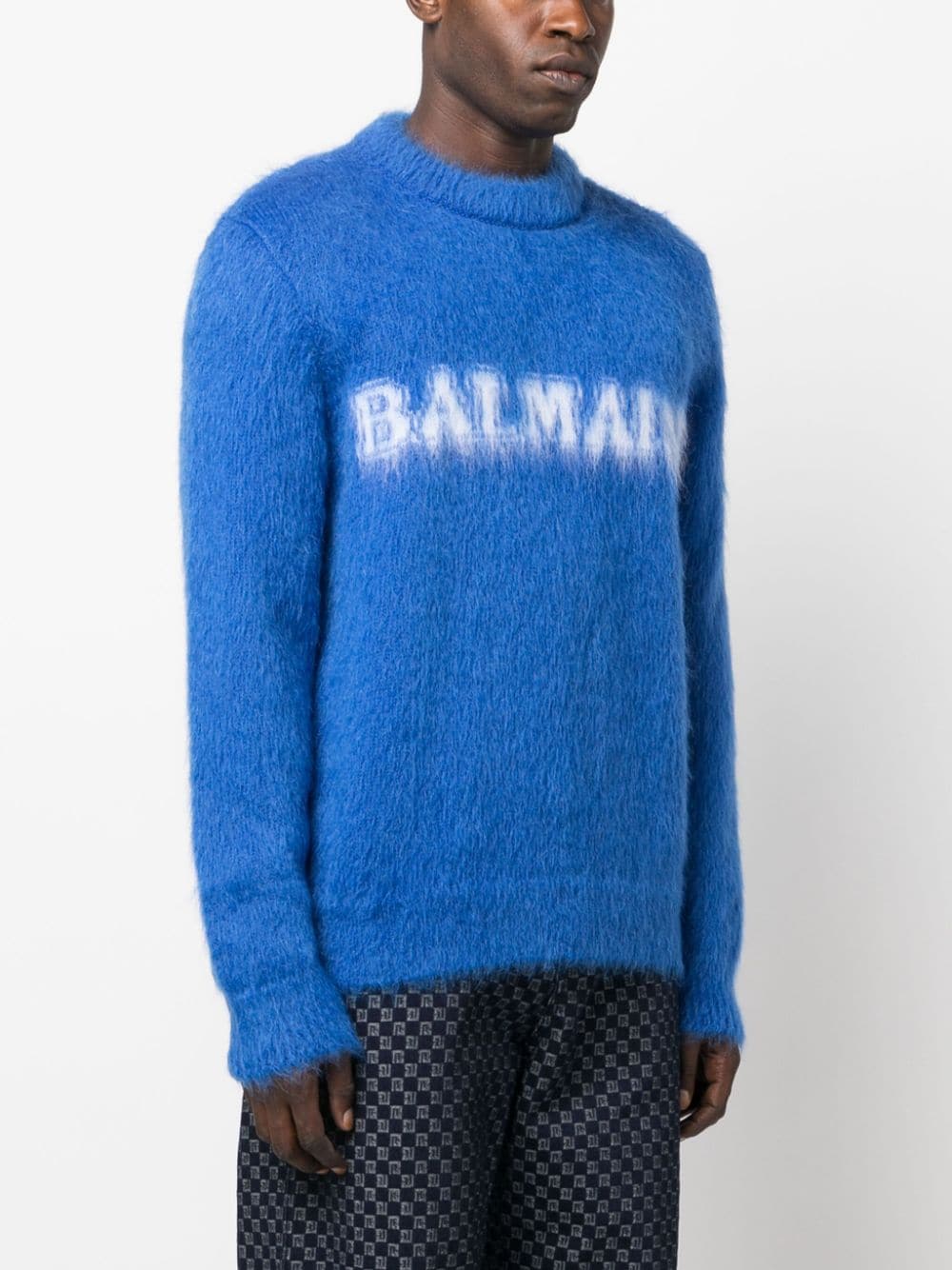 Balmain  logo-print brushed-finish jumper