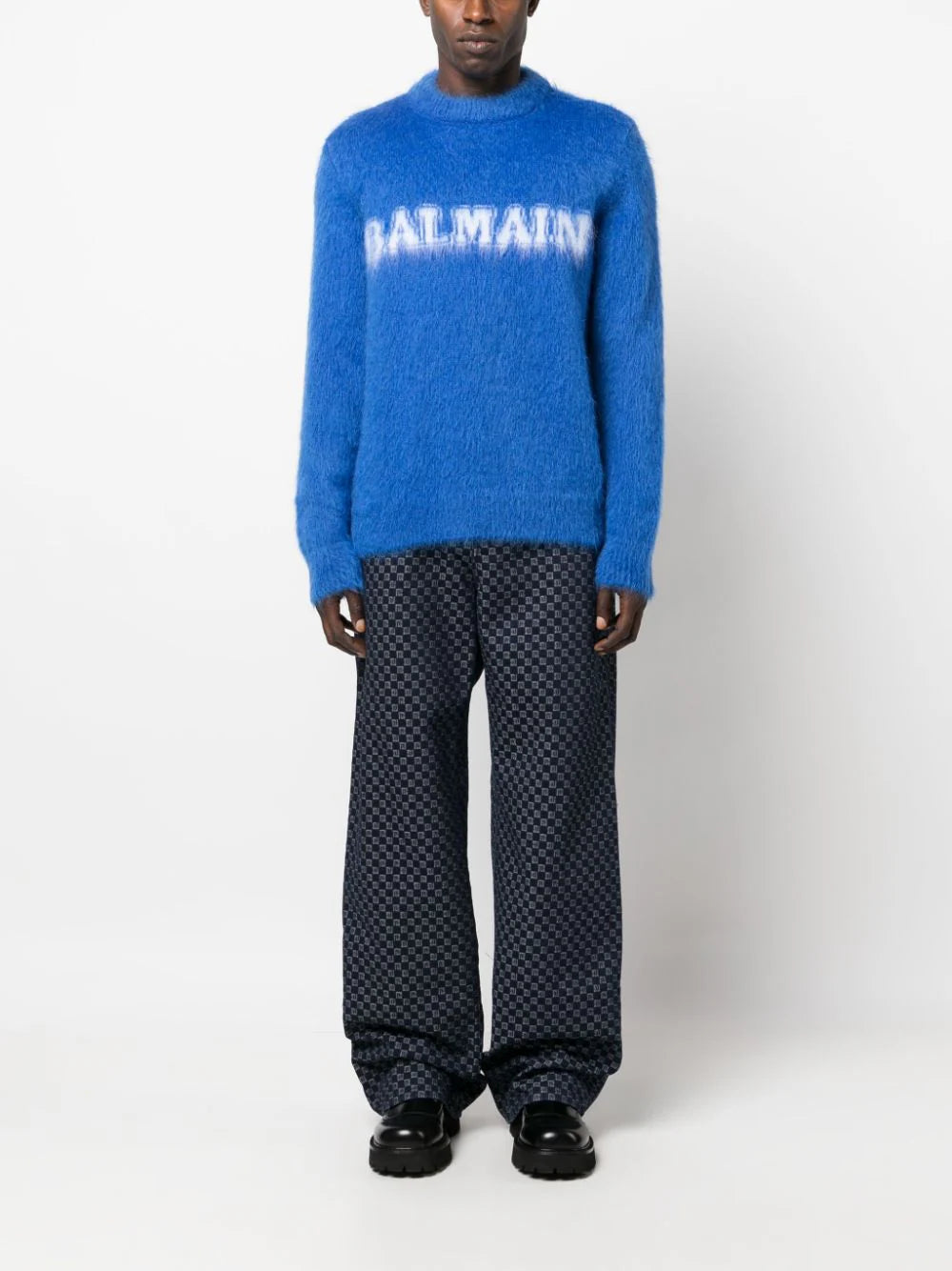 Balmain  logo-print brushed-finish jumper