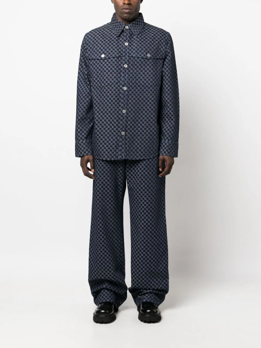 Balmain monogram-jacquard wide-leg jeans
