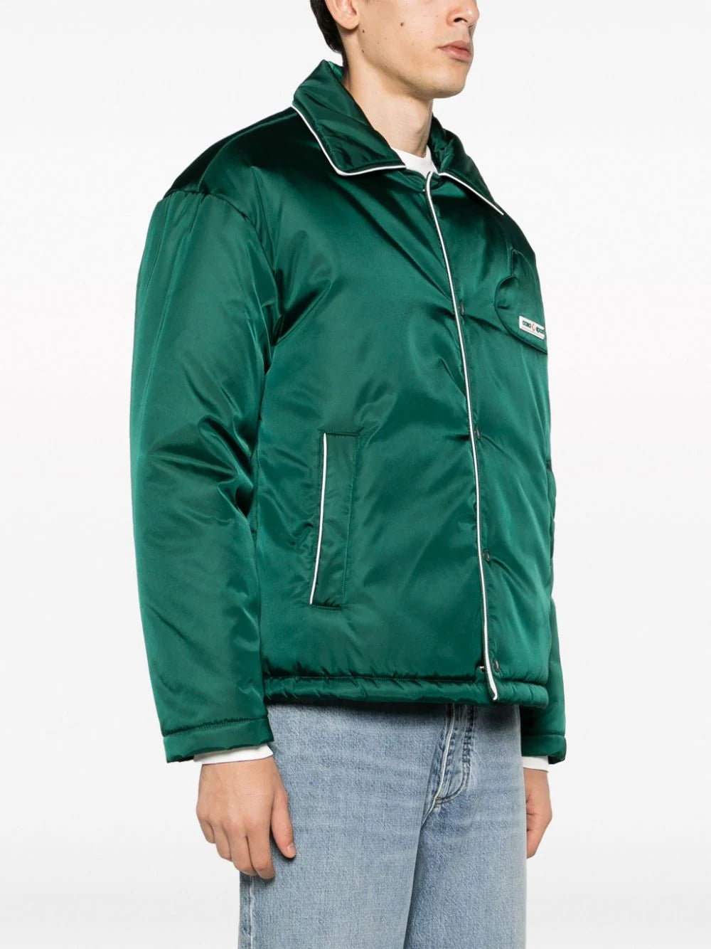 Casablanca logo-patch padded satin jacket