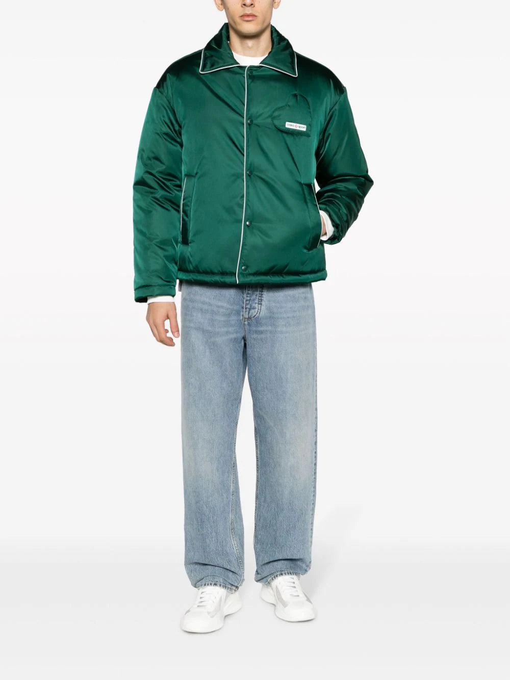 Casablanca logo-patch padded satin jacket