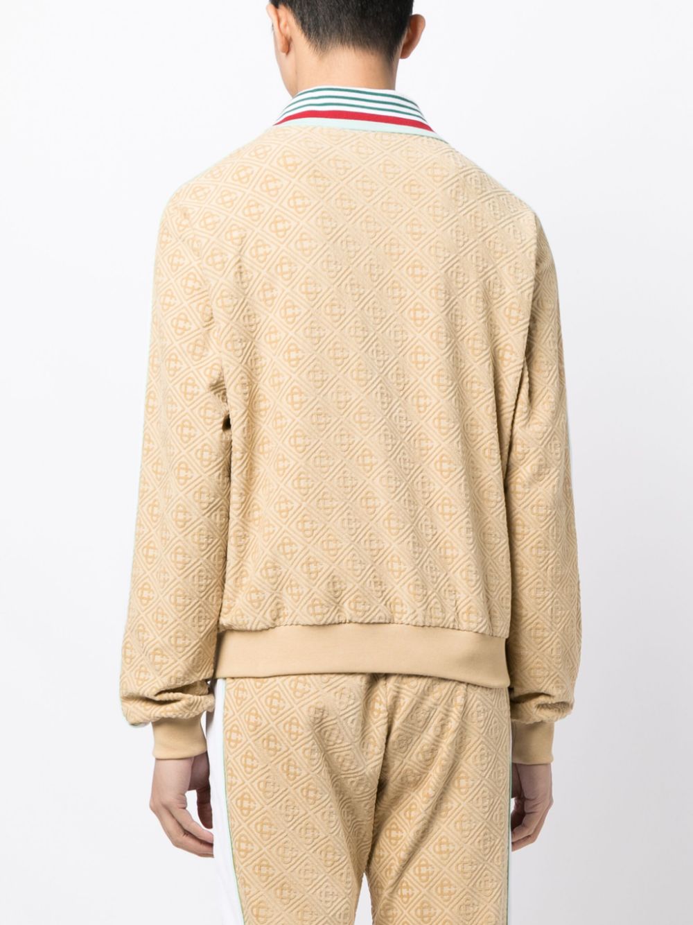 Casablanca  monogram-jacquard velour zip-up jacket