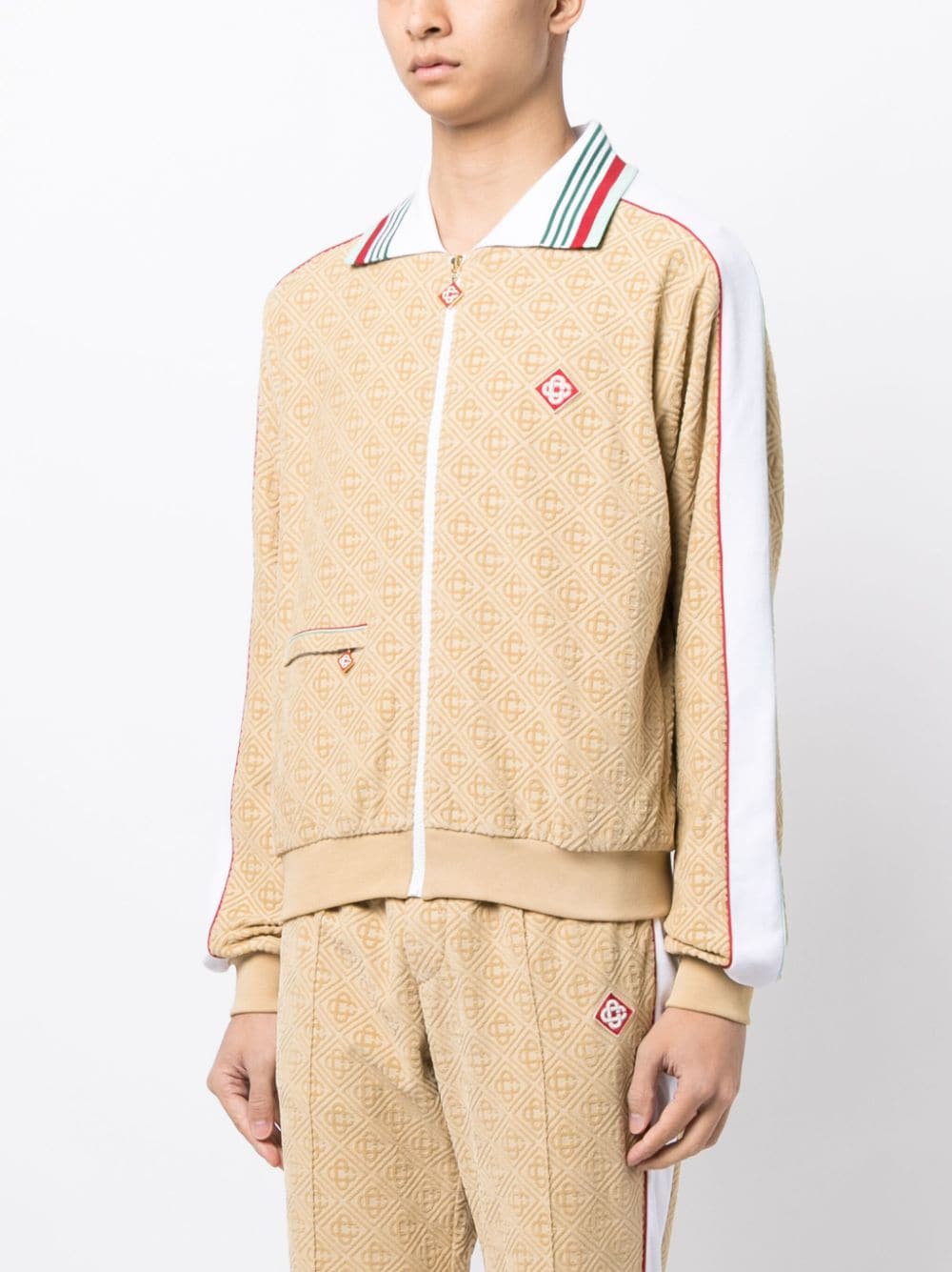 Casablanca monogram-jacquard velour zip-up jacket