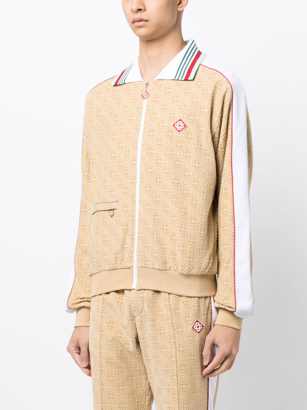 Casablanca  monogram-jacquard velour zip-up jacket