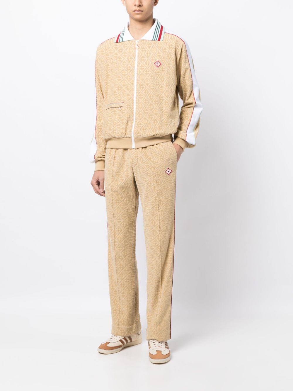 Casablanca  monogram-jacquard velour zip-up jacket