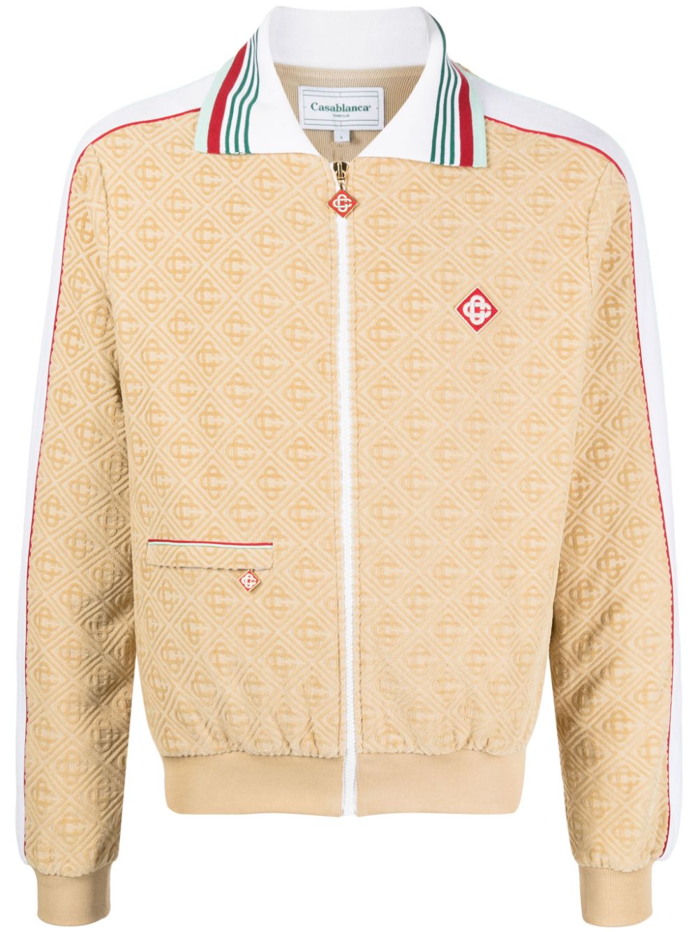 Casablanca  monogram-jacquard velour zip-up jacket