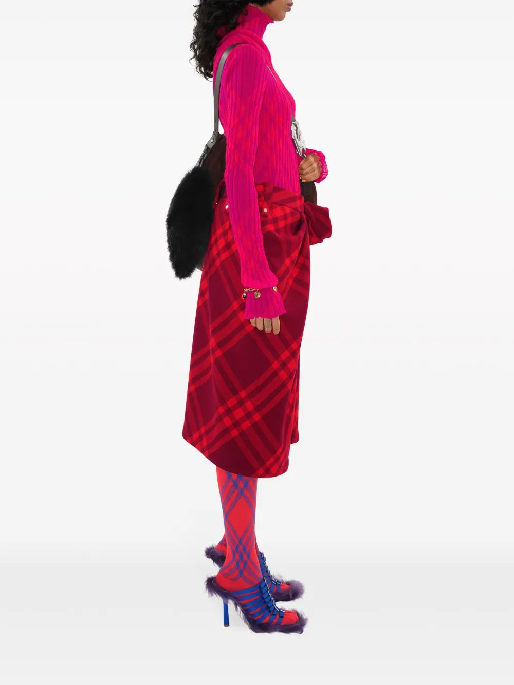 Burberry  check-patterned wool midi skirt