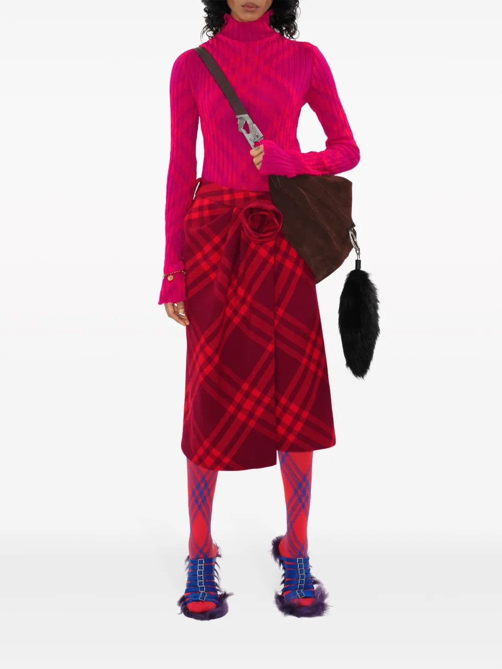 Burberry  check-patterned wool midi skirt