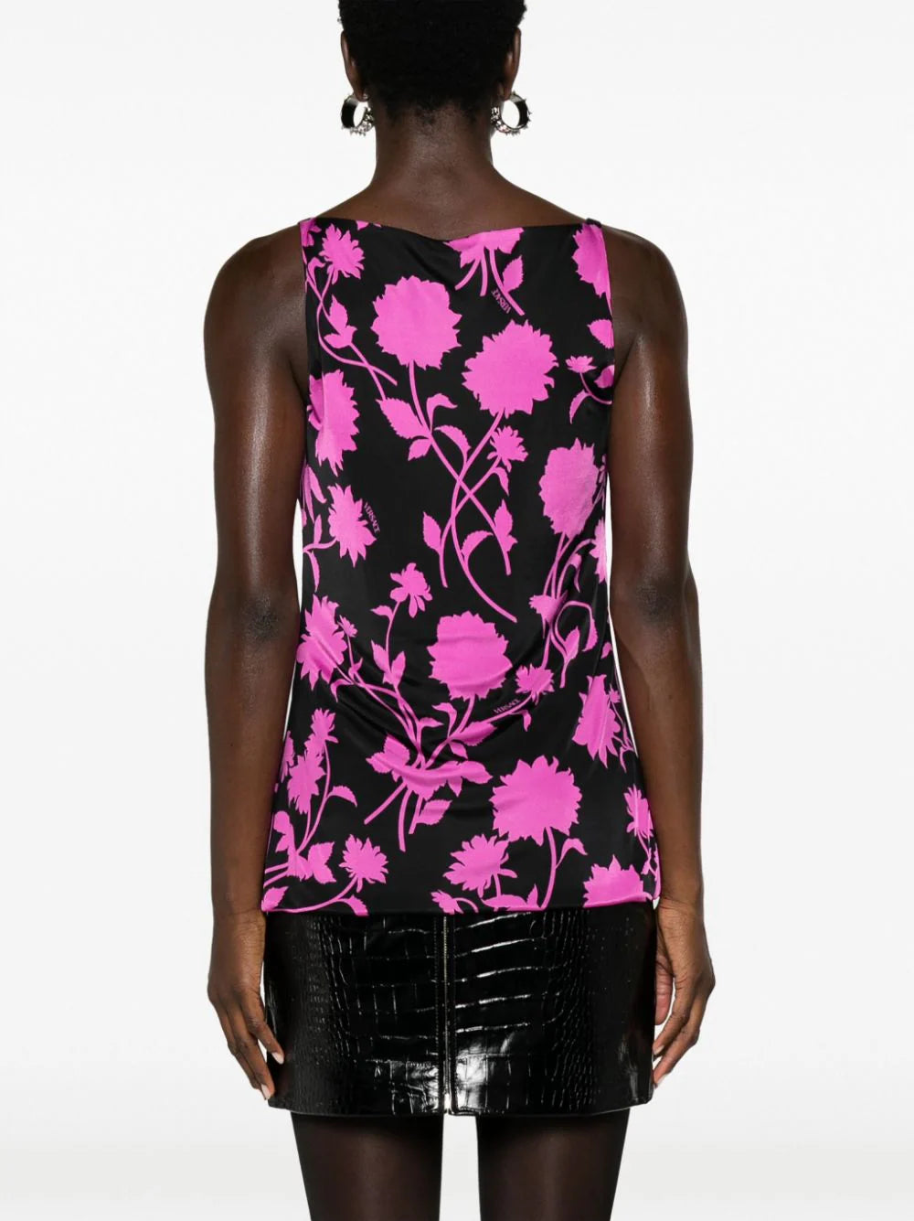 Versace floral-print cowl-neck top
