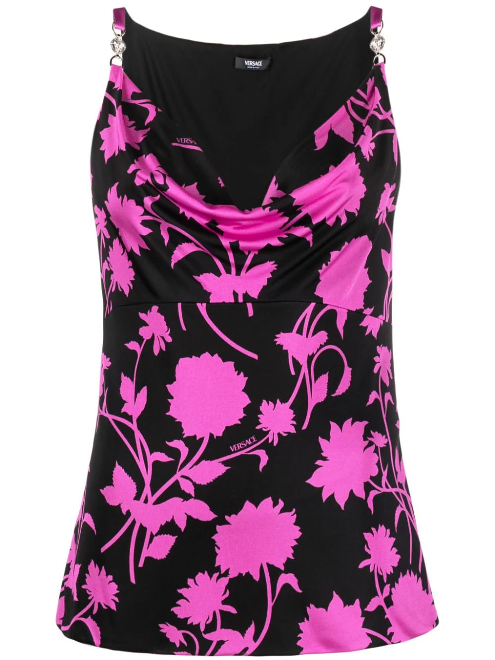 Versace  floral-print cowl-neck top