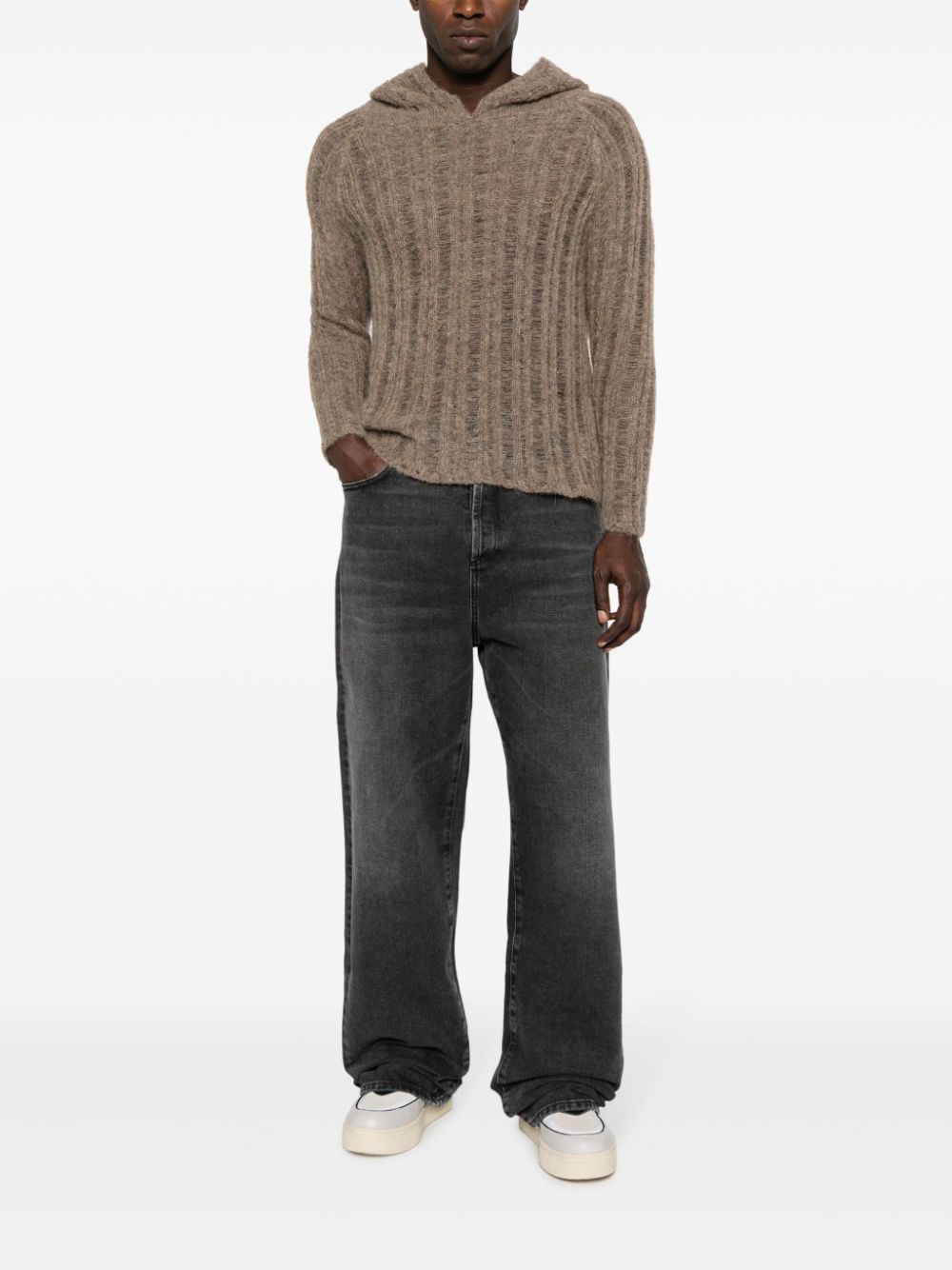 424  drop-stitch knit alpaca wool-blend hoodie