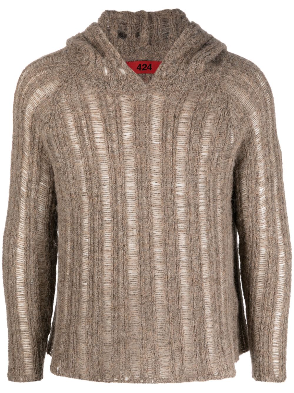424  drop-stitch knit alpaca wool-blend hoodie
