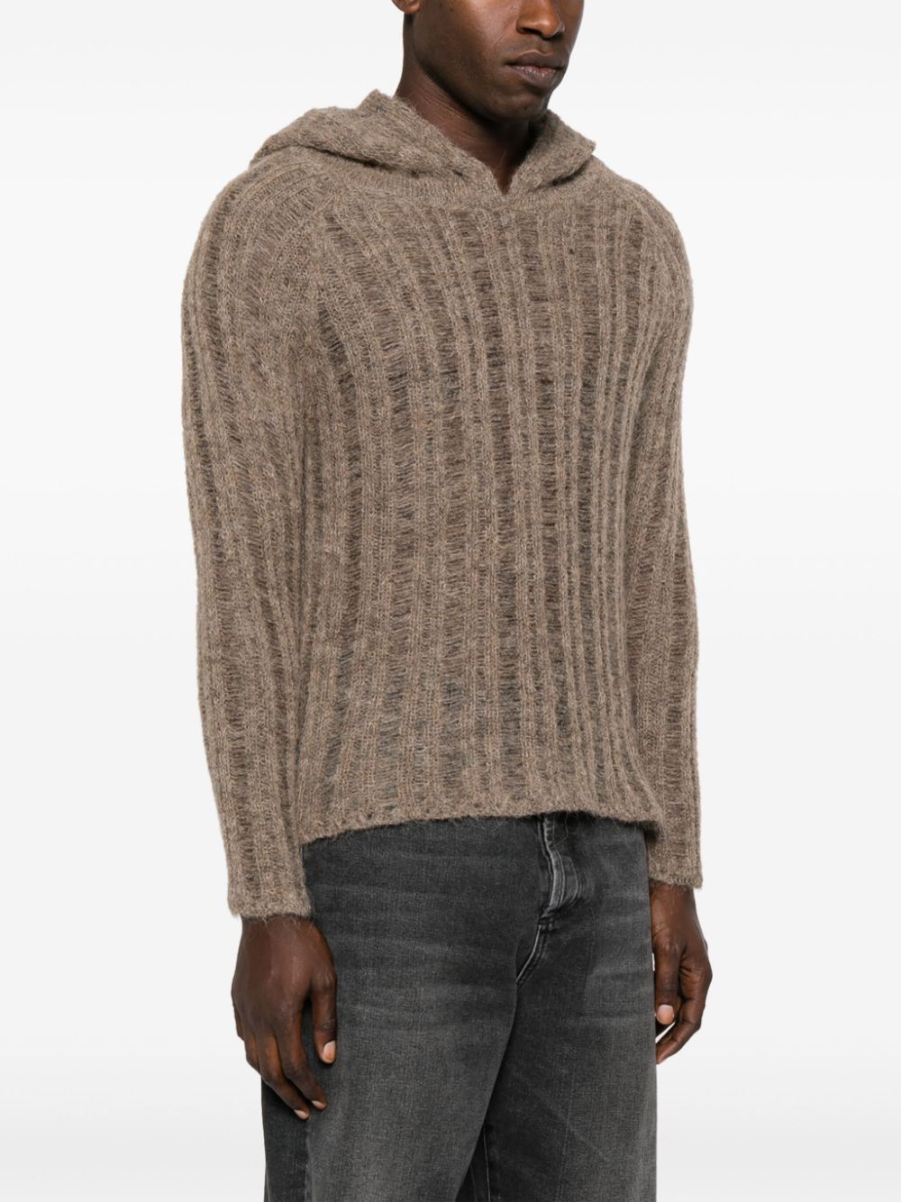 424  drop-stitch knit alpaca wool-blend hoodie
