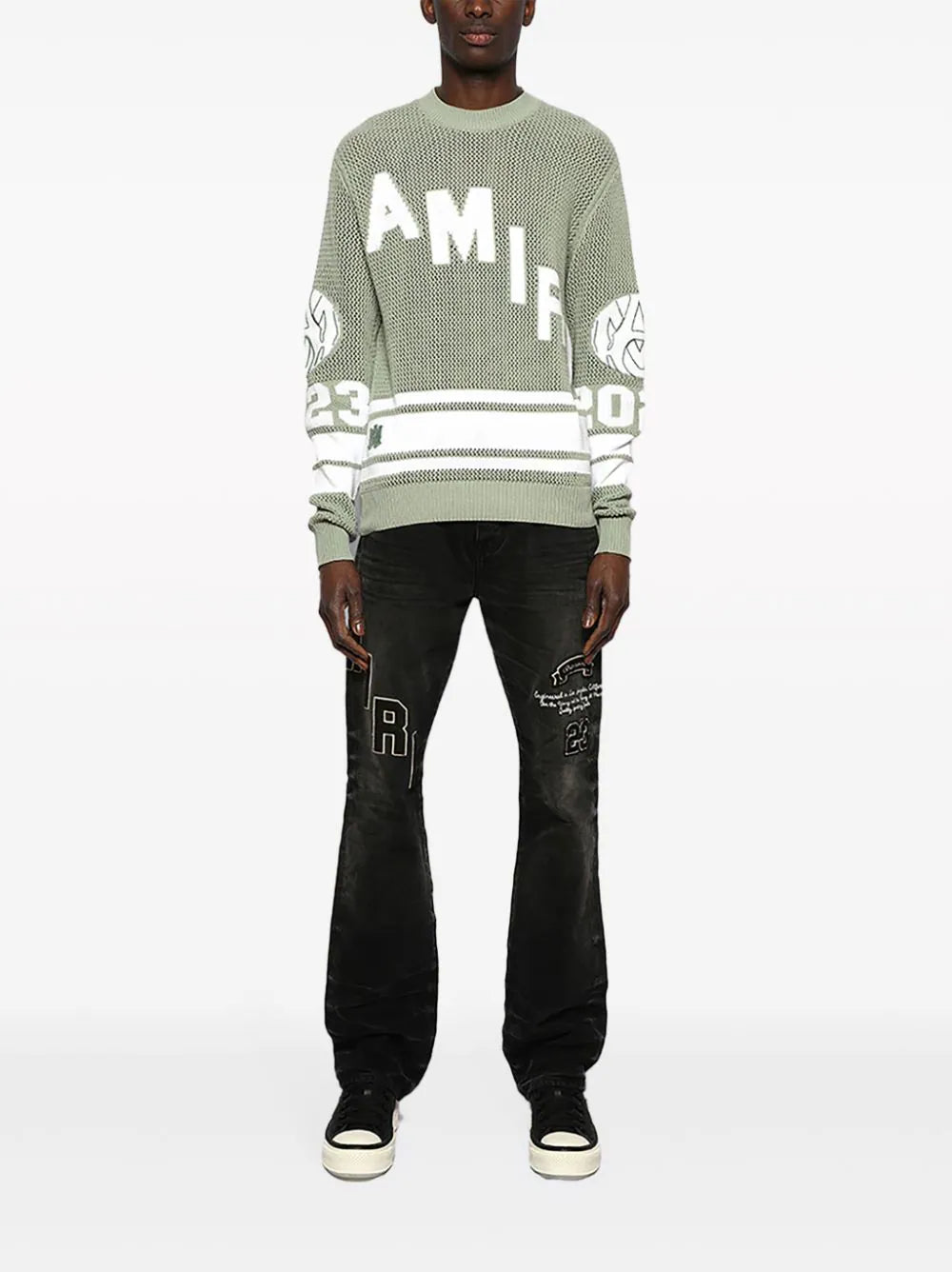 AMIRI  logo-patch distressed jeans
