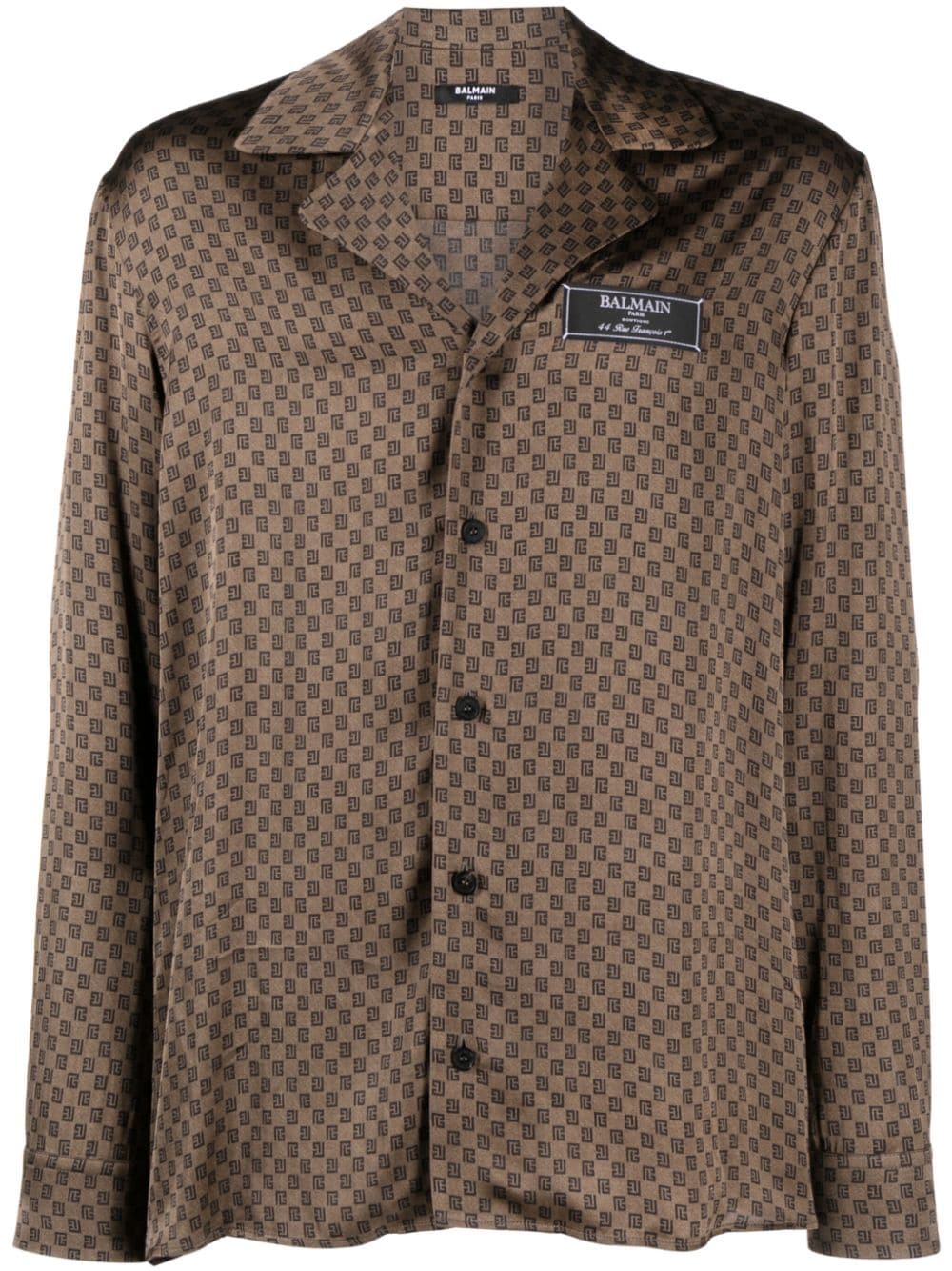 Balmain monogram-print satin shirt