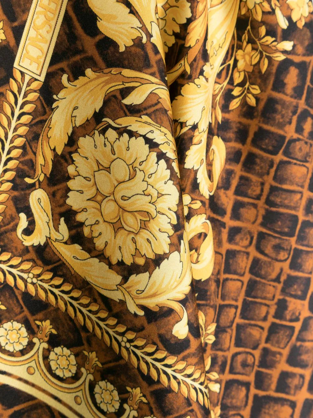 Versace  Baroccodile-print silk triangle scarf
