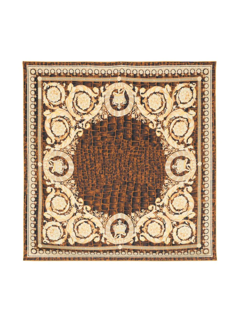 Versace Baroccodile-print silk square scarf