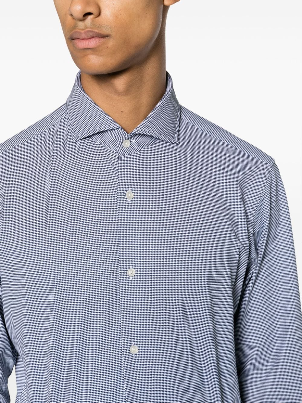 BOSS grid-pattern long-sleeve shirt