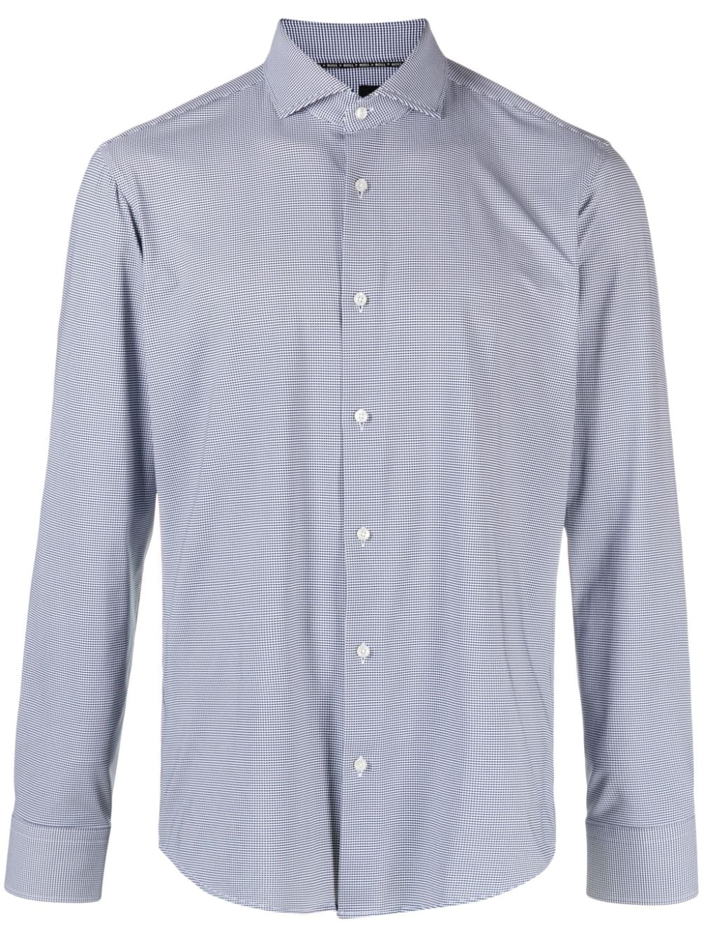 BOSS grid-pattern long-sleeve shirt