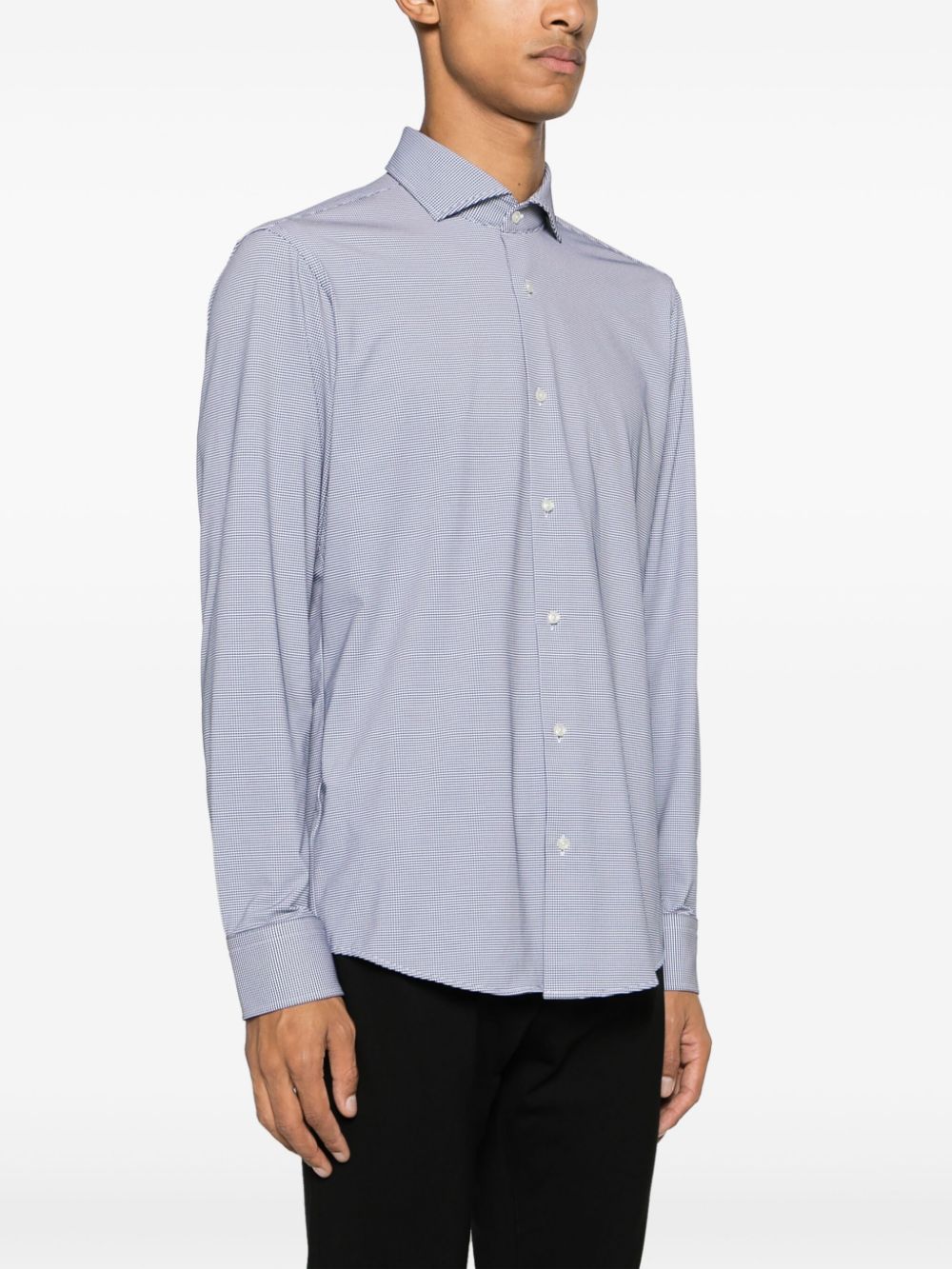 BOSS grid-pattern long-sleeve shirt