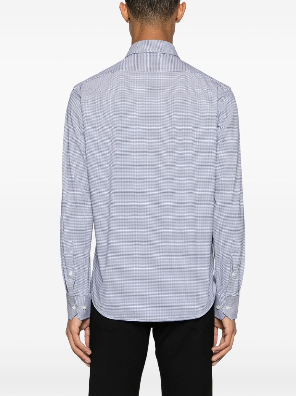 BOSS grid-pattern long-sleeve shirt