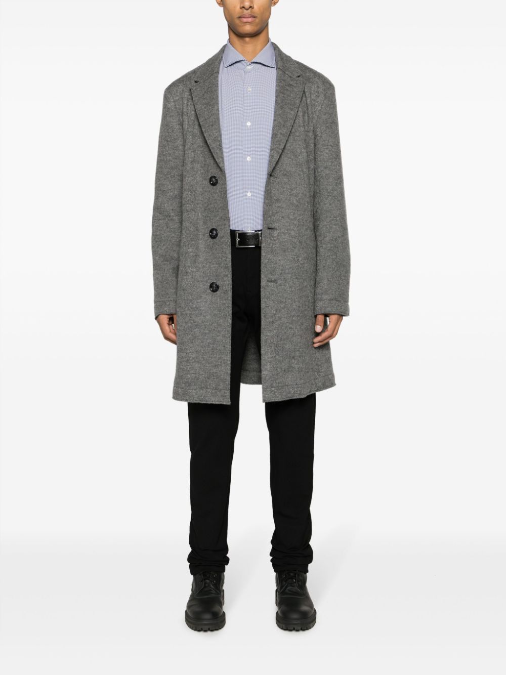 BOSS grid-pattern long-sleeve shirt
