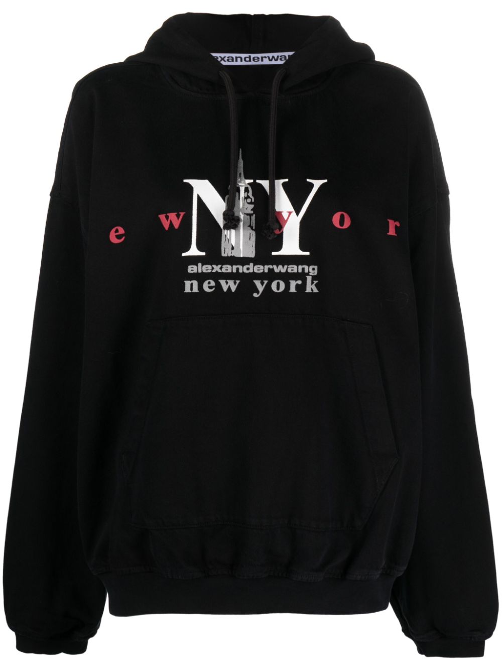 Alexander Wang  logo-print cotton-blend hoodie