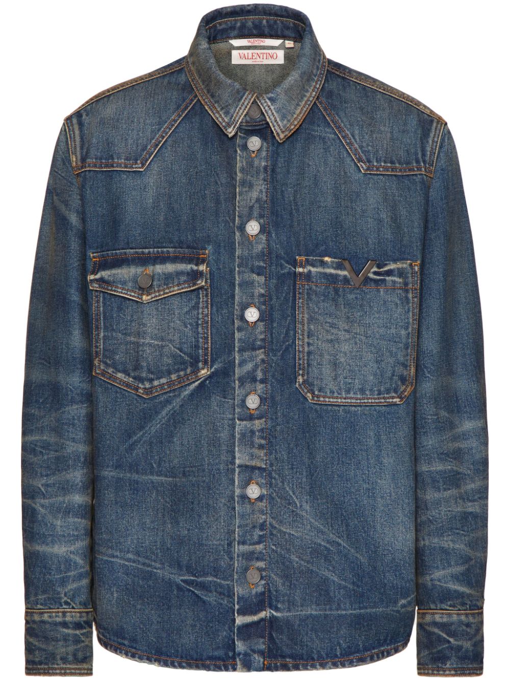 Valentino Garavani V-detail denim shirt