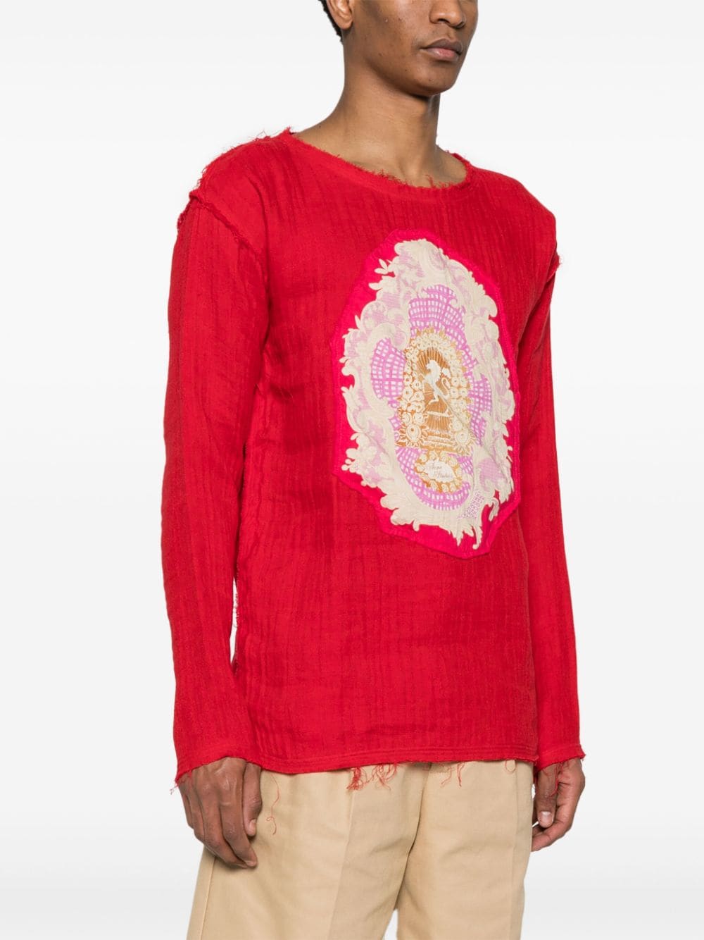 Acne Studios  patch-detail linen-blend T-shirt